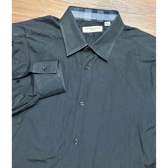 Burberry Other - Burberry London Mens Tailored Fit Button Down Shirt Black Long Sleeve Sz 16-41 R